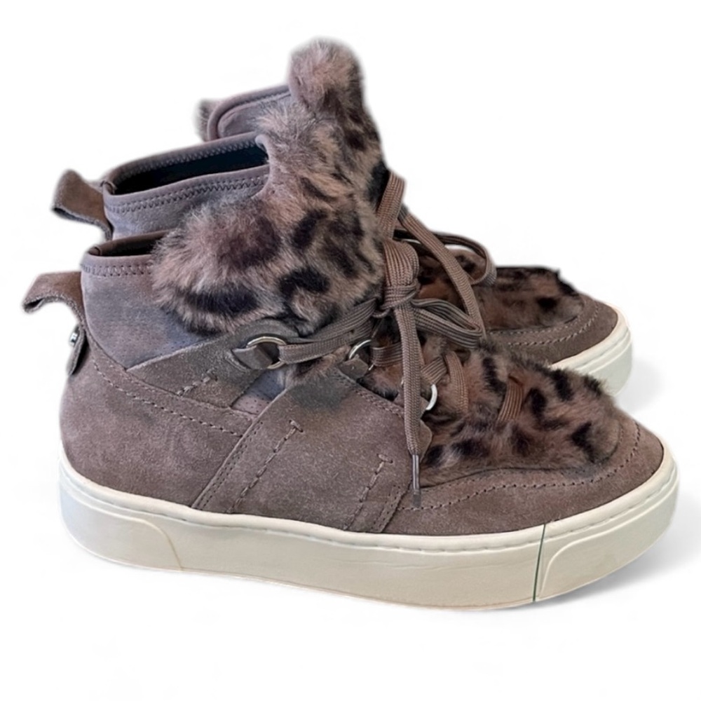 Naked Feet Leather & Faux Fur High Top Sneaker Size 7